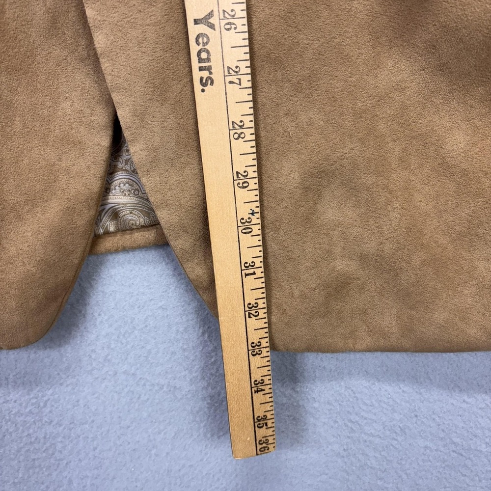 Chaps Blazer Mens 44R Tan Faux Suede Sport Coat 2 Button Notch Lapel Paisley - Picture 3 of 11
